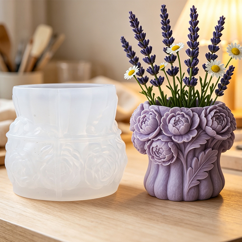 3D Rose Flower Vase Silicone M - đánh giá và giá Potsticker Mold