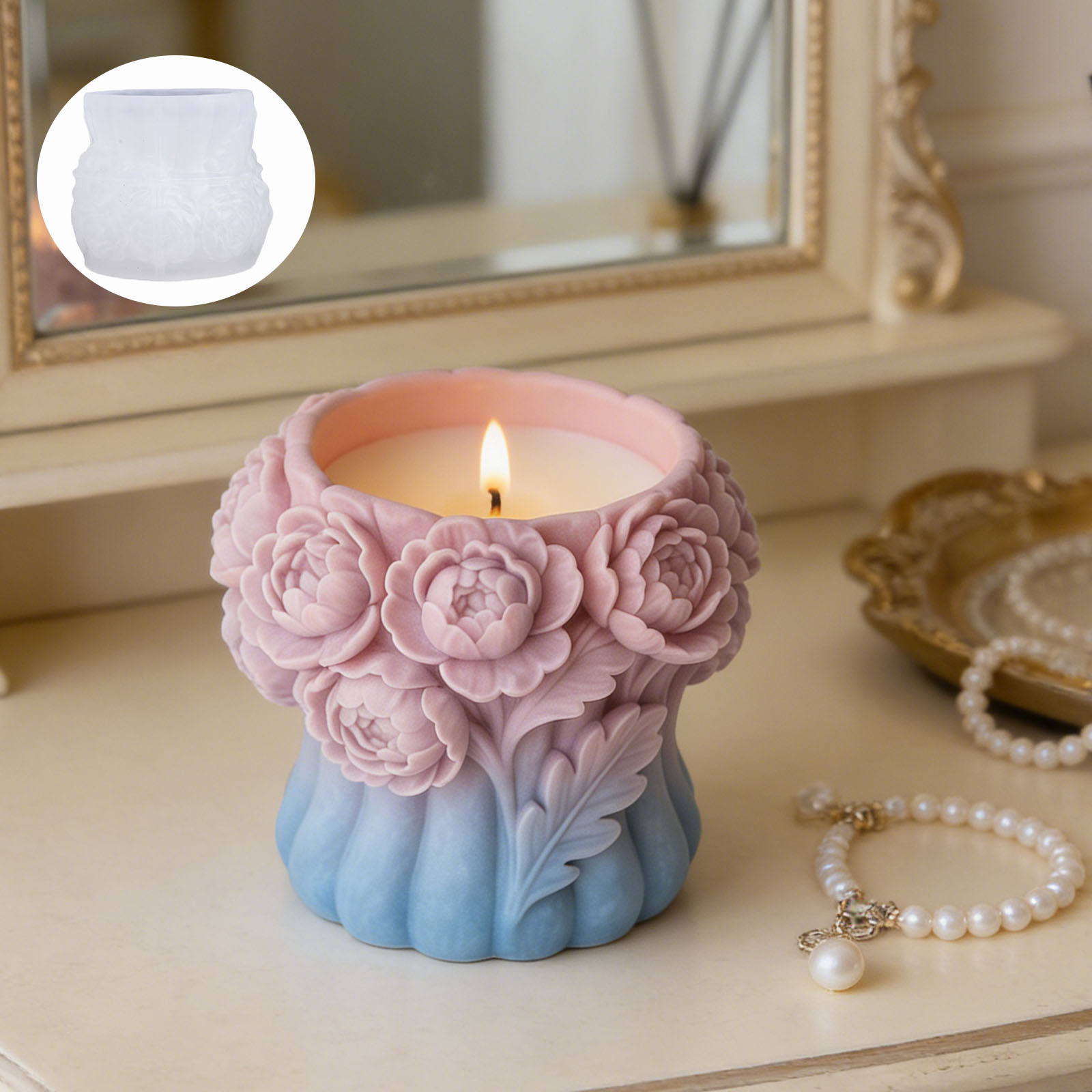 3D Rose Flower Vase Silicone M - đánh giá và giá Potsticker Mold