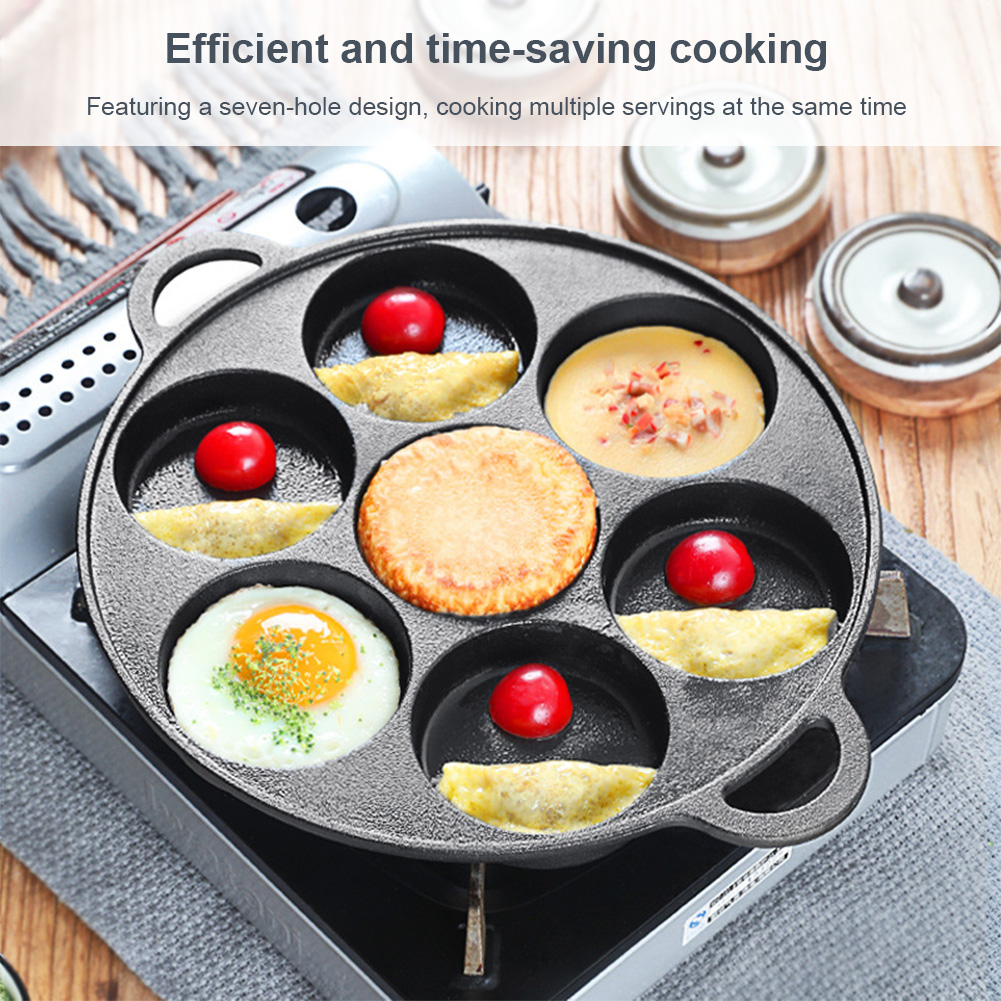 7 Hole Frying Pot Cast Iron No - đánh giá và giá Egg Waffle Pan
